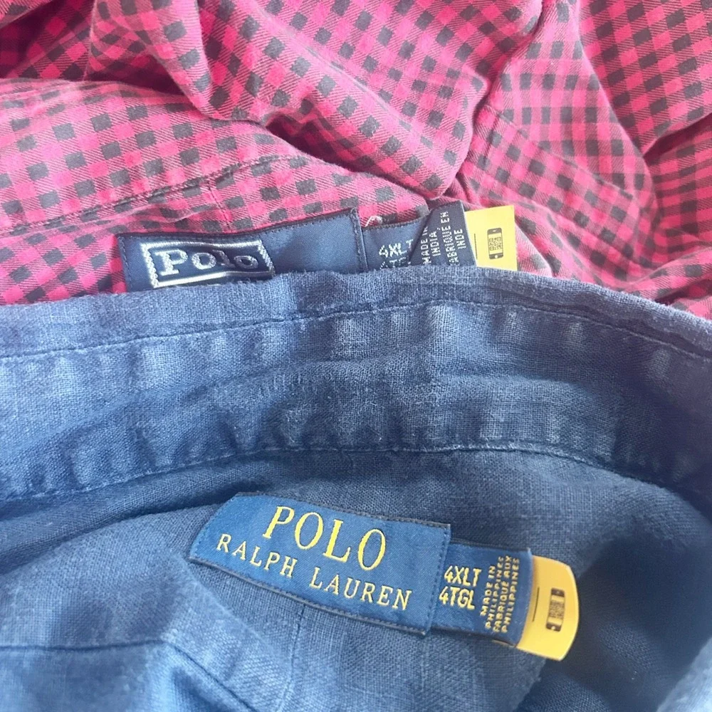 Polo Ralph Lauren Mens Bundle Lot (2) Linen Cotton Button‎ Down Shirts 4XL Tall
